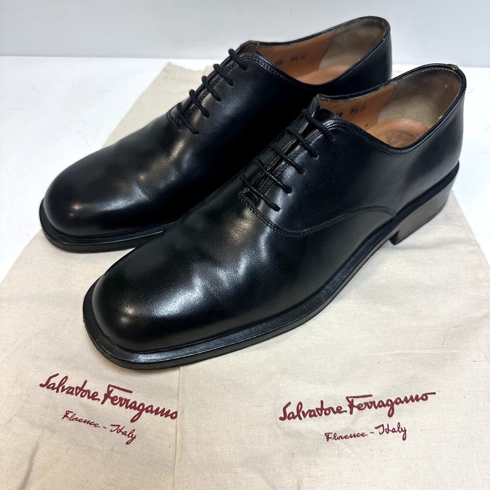 EUC Salvatore Ferragamo Wholecut Oxford Black Calf Made in Italy UK 7.5 / US 8.5